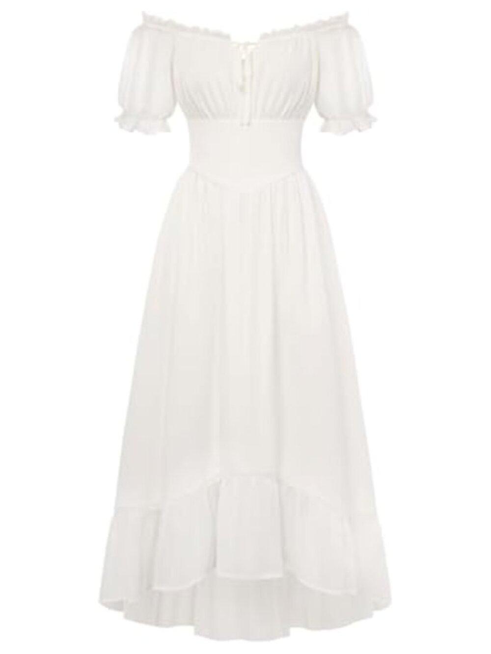 Womens Off Shoulder Corset Dress Short Sleeve High Low Chiffon
